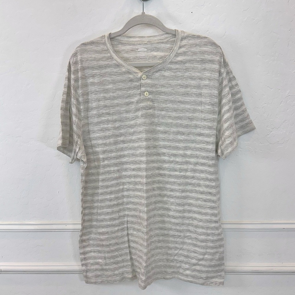 Old Navy Mens Heathered Stripe Henley T Shirt‎ XL Tall Casual Everyday